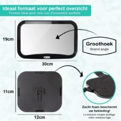 Merkloos Autospiegel Baby - Verstelbare Spiegel Hoofdsteun Autostoel Achterbank - Veiligheidsspiegel - Baby En Kids - 19 X 30cm - 360 Graden Draaibaar - Zwart -Lionelo Winkel 1200x1200 1081