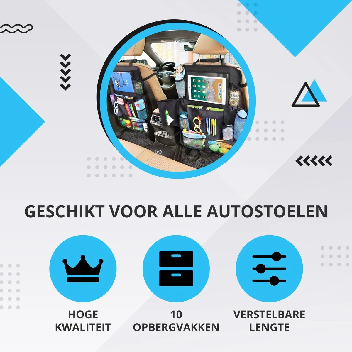 Merkloos Luxe En Stevige Autostoel Organizer Met Tablethouder – Auto Organizer – Auto/Accessoires/Bescherming – 45*65cm – Zwart - 1 Stuk 3 Merkloos Luxe En Stevige Autostoel Organizer Met Tablethouder – Auto Organizer – Auto/Accessoires/Bescherming – 45*65cm – Zwart - 1 Stuk - Afbeelding 3