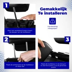 HBRK – Hoofdsteun Auto – Nekkussen – Hoofdkussen Kinderen & Volwassenen – Neksteun – Autokussen – Reiskussen Veiligheid – Verstelbaar – Zwart -Lionelo Winkel 1200x1200 1110