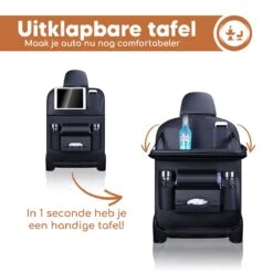 Bablue Autostoel Organizer - Zwart - 1 Stuks - Stevig PU Leer - Met Uitklapbare Tafel - Auto Organizer - Auto Accessories Interieur - Autostoel Organizer Tablet Houder - Autostoel Beschermer -Lionelo Winkel 1200x1200 1196