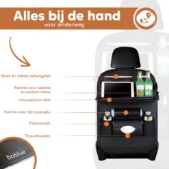 Bablue Autostoel Organizer - Zwart - 1 Stuks - Stevig PU Leer - Met Uitklapbare Tafel - Auto Organizer - Auto Accessories Interieur - Autostoel Organizer Tablet Houder - Autostoel Beschermer -Lionelo Winkel 1200x1200 1197
