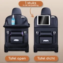 Bablue Autostoel Organizer - Zwart - 1 Stuks - Stevig PU Leer - Met Uitklapbare Tafel - Auto Organizer - Auto Accessories Interieur - Autostoel Organizer Tablet Houder - Autostoel Beschermer -Lionelo Winkel 1200x1200 1199