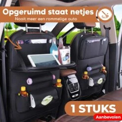 Bablue Autostoel Organizer - Zwart - 1 Stuks - Stevig PU Leer - Met Uitklapbare Tafel - Auto Organizer - Auto Accessories Interieur - Autostoel Organizer Tablet Houder - Autostoel Beschermer -Lionelo Winkel 1200x1200 1200