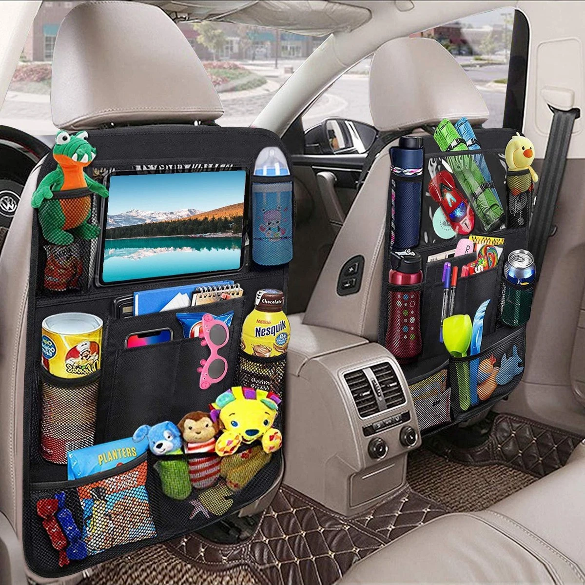 Merkloos Autostoel Organizer Met Tablet Houder - Set Van 2 - Beschermer Achterkant - Universeel 2 Merkloos Autostoel Organizer Met Tablet Houder - Set Van 2 - Beschermer Achterkant - Universeel - Afbeelding 2