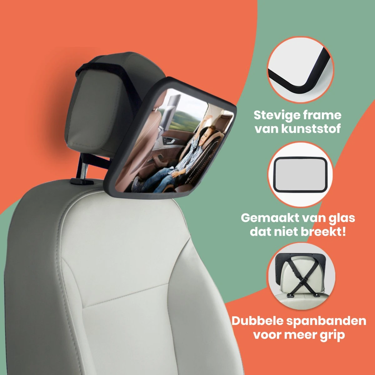 Baby Auto Spiegel - Achterbank Spiegel Baby - Verstelbare Achteruitkijkspiegel - Kinderspiegel 2 Baby Auto Spiegel - Achterbank Spiegel Baby - Verstelbare Achteruitkijkspiegel - Kinderspiegel - Afbeelding 2