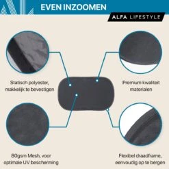 ALFA LIFESTYLE® Statische Zonneschermen - SHADE PRO V3 – Zwart Transparant Zonnescherm – UV Protectie Bescherming - Zonwering Auto - 2 Stuks 15 ALFA LIFESTYLE® Statische Zonneschermen - SHADE PRO V3 – Zwart Transparant Zonnescherm – UV Protectie Bescherming - Zonwering Auto - 2 Stuks -Lionelo Winkel 1200x1200 1336