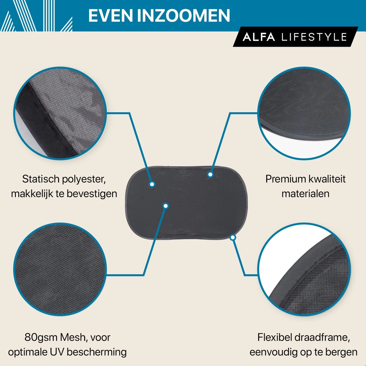 ALFA LIFESTYLE® Statische Zonneschermen - SHADE PRO V3 – Zwart Transparant Zonnescherm – UV Protectie Bescherming - Zonwering Auto - 2 Stuks 7 ALFA LIFESTYLE® Statische Zonneschermen - SHADE PRO V3 – Zwart Transparant Zonnescherm – UV Protectie Bescherming - Zonwering Auto - 2 Stuks - Afbeelding 7