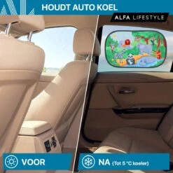 ALFA LIFESTYLE® Statische Zonneschermen – SHADE PRO V4- Jungle – Zonnescherm Auto Baby – UV Protectie Bescherming - 2 Stuks -Lionelo Winkel 1200x1200 1344