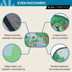 ALFA LIFESTYLE® Statische Zonneschermen – SHADE PRO V4- Jungle – Zonnescherm Auto Baby – UV Protectie Bescherming - 2 Stuks -Lionelo Winkel 1200x1200 1348