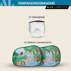 ALFA LIFESTYLE® Statische Zonneschermen – SHADE PRO V4- Jungle – Zonnescherm Auto Baby – UV Protectie Bescherming - 2 Stuks -Lionelo Winkel 1200x1200 1349