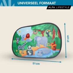 ALFA LIFESTYLE® Statische Zonneschermen – SHADE PRO V4- Jungle – Zonnescherm Auto Baby – UV Protectie Bescherming - 2 Stuks -Lionelo Winkel 1200x1200 1350