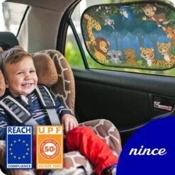 Nince Zonnescherm Auto Zijraam Van Hoge Kwaliteit - Jungle - Set Van 2 -Lionelo Winkel 1200x1200 1390