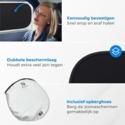 Nuvance - Zonnescherm Auto - 2 Stuks - Met UV Protectie Voor Baby En Kind - Zonwering Zijruiten - Zelfklevend - One Size - Zwart -Lionelo Winkel 1200x1200 1412