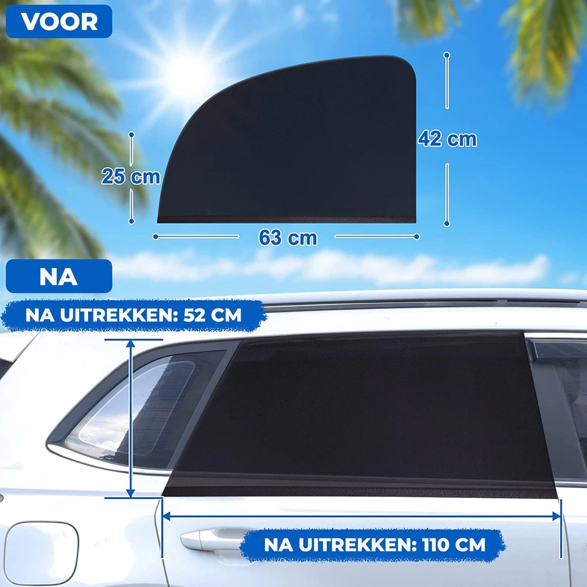 Nince Zonnescherm Auto Zijraam - Overtrek - Set Van 2 Extra Donker 7 Nince Zonnescherm Auto Zijraam - Overtrek - Set Van 2 Extra Donker - Afbeelding 7