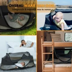 Deryan Baby Luxe Campingbedje – Inclusief Zelfopblaasbare Matras - Zwart -Lionelo Winkel 1200x1200 1575