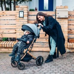 MoMi Wandelwagen - Compacte Lichtgewicht Buggy - Estelle Dakar Met XXL Wielen & Zonnekap - Leopard - Grijs-Goud (geschikt Van 6mnd - 22kg) -Lionelo Winkel 1200x1200 243