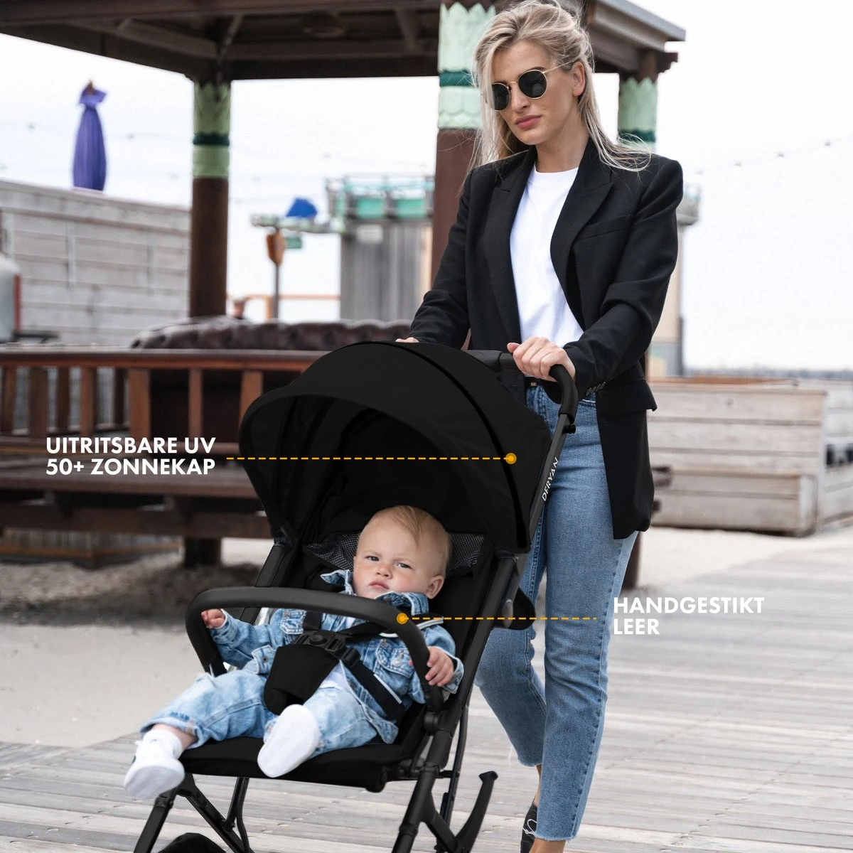 Deryan Rolo Luxe Lichtgewicht Buggy - Zwart 2 Deryan Rolo Luxe Lichtgewicht Buggy - Zwart - Afbeelding 2