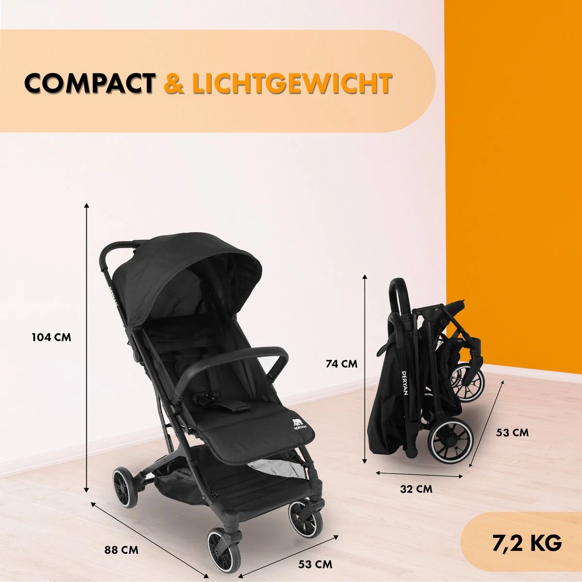 Deryan Rolo Luxe Lichtgewicht Buggy - Zwart 7 Deryan Rolo Luxe Lichtgewicht Buggy - Zwart - Afbeelding 7