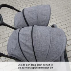 ABC Design Duo Kinderwagen Twin Circle Line - Inclusief Regenhoes - Woven Graphite -Lionelo Winkel 1200x1200 349