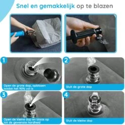 Merkloos Voetensteun | Opblaasbaar | In Alle Hoogtes Verstelbaar | Reiskussen | Vliegtuigbed | Voetensteun | 3 Verschillende Standen | Met Kinderen Reizen | Grijs -Lionelo Winkel 1200x1200 447