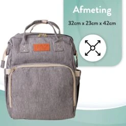 Luiertas Rugzak - Monx Luiertas Verzorgingstas Met Uitklapbaar Babybedje - Overzichtelijke Luierrugzak Extra Buggy En Kinderwagen Haken Inclusief Geïsoleerde Flessenhouder - Grijs -Lionelo Winkel 1200x1200 455