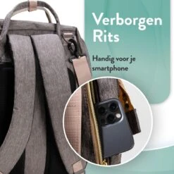 Luiertas Rugzak - Monx Luiertas Verzorgingstas Met Uitklapbaar Babybedje - Overzichtelijke Luierrugzak Extra Buggy En Kinderwagen Haken Inclusief Geïsoleerde Flessenhouder - Grijs -Lionelo Winkel 1200x1200 461