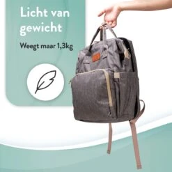 Luiertas Rugzak - Monx Luiertas Verzorgingstas Met Uitklapbaar Babybedje - Overzichtelijke Luierrugzak Extra Buggy En Kinderwagen Haken Inclusief Geïsoleerde Flessenhouder - Grijs -Lionelo Winkel 1200x1200 464