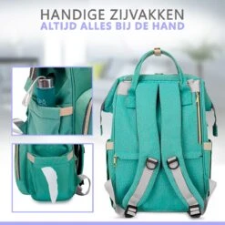 Luiertas Rugzak - Gratis Flessenwarmer En Gratis Kinderwagen Haken - Eindeloos Opbergruimte - Ruime Luiertas - Draaggemak - Mint-groen -Lionelo Winkel 1200x1200 523