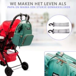 Luiertas Rugzak - Gratis Flessenwarmer En Gratis Kinderwagen Haken - Eindeloos Opbergruimte - Ruime Luiertas - Draaggemak - Mint-groen -Lionelo Winkel 1200x1200 524