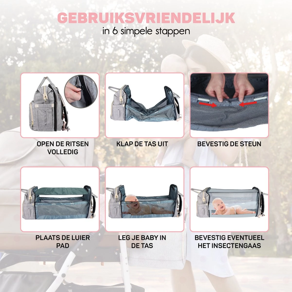 Vulpes BabyCare® Luiertas Rugzak - Luiertassen Met Babybed - Grote Luiertas Met Wieg- Luiertas Verzorgingstas Met Babybedje - Verzorgingsrugzak - Grijs 11 Vulpes BabyCare® Luiertas Rugzak - Luiertassen Met Babybed - Grote Luiertas Met Wieg- Luiertas Verzorgingstas Met Babybedje - Verzorgingsrugzak - Grijs - Afbeelding 11