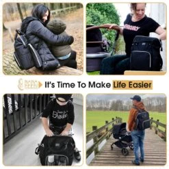 NanaBeebi Luiertas Rugzak Met Verschoonmatje - Zwart - Inclusief Flessenwarmhouder - Kinderwagenhaken En Isoleervak -Lionelo Winkel 1200x1200 546