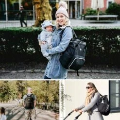 NanaBeebi Luiertas Rugzak Met Verschoonmatje - Zwart - Inclusief Flessenwarmhouder - Kinderwagenhaken En Isoleervak -Lionelo Winkel 1200x1200 547