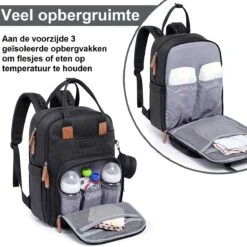 Luiertas Rugzak - Incl. Buggy / Kinderwagen Haken En Verschoningsmat - Complete Set - Zwart Van Zedar -Lionelo Winkel 1200x1200 572