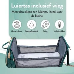 Luiertas Rugzak - Monx Luiertas Verzorgingstas Met Uitklapbaar Babybedje - Overzichtelijke Luierrugzak Extra Buggy En Kinderwagen Haken Inclusief Geïsoleerde Flessenhouder - Groen -Lionelo Winkel 1200x1200 588