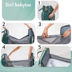 Luiertas Rugzak - Monx Luiertas Verzorgingstas Met Uitklapbaar Babybedje - Overzichtelijke Luierrugzak Extra Buggy En Kinderwagen Haken Inclusief Geïsoleerde Flessenhouder - Groen -Lionelo Winkel 1200x1200 589