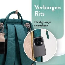 Luiertas Rugzak - Monx Luiertas Verzorgingstas Met Uitklapbaar Babybedje - Overzichtelijke Luierrugzak Extra Buggy En Kinderwagen Haken Inclusief Geïsoleerde Flessenhouder - Groen -Lionelo Winkel 1200x1200 596