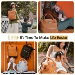 NanaBeebi Luiertas Rugzak Met Verschoonmatje - Cognac - Inclusief Flessenwarmhouder - Kinderwagenhaken En Isoleervak -Lionelo Winkel 1200x1200 604