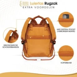 NanaBeebi Luiertas Rugzak Met Verschoonmatje - Cognac - Inclusief Flessenwarmhouder - Kinderwagenhaken En Isoleervak -Lionelo Winkel 1200x1200 607