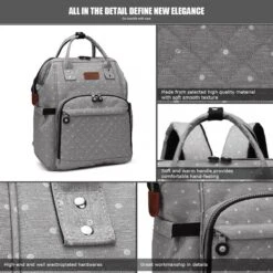 Miss Lulu Luier- En Verzorgingstas Rugzak - Grijs (E6705 D2-GY) -Lionelo Winkel 1200x1200 647