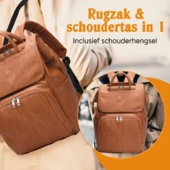 JeRie Luiertas Rugzak – Verschoonmatje – Verzorgingstas – Luiertassen – Met Kinderwagen Haken - Bruin -Lionelo Winkel 1200x1200 659