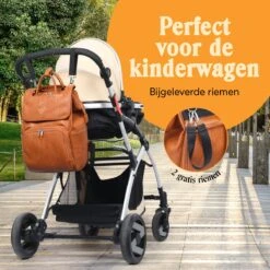JeRie Luiertas Rugzak – Verschoonmatje – Verzorgingstas – Luiertassen – Met Kinderwagen Haken - Bruin -Lionelo Winkel 1200x1200 660