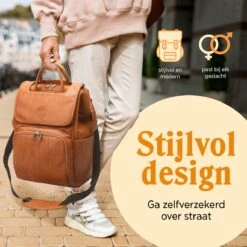 JeRie Luiertas Rugzak – Verschoonmatje – Verzorgingstas – Luiertassen – Met Kinderwagen Haken - Bruin -Lionelo Winkel 1200x1200 661