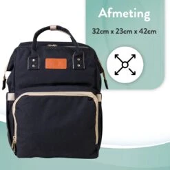 Luiertas Rugzak - Monx Luiertas Verzorgingstas Met Uitklapbaar Babybedje - Overzichtelijke Luierrugzak Extra Buggy En Kinderwagen Haken Inclusief Geïsoleerde Flessenhouder - Zwart -Lionelo Winkel 1200x1200 665
