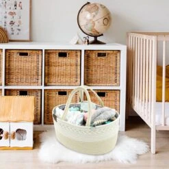 ADSafety - Luxe Katoenen Luiertas - Inclusief Uitneembare Organizer - Verzorgingstas - Opbergtas - Commode Mandje - Baby Spullen - Crème -Lionelo Winkel 1200x1200 681