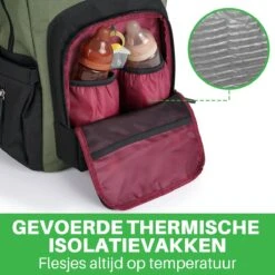 Brisby Slijtvaste Luiertas – Verzorgingstas - Two Tone Groen En Zwart - Inclusief Verschoonmatje - Isoleervakken - Met Geïntegreerde Kinderwagen Haken -Lionelo Winkel 1200x1200 687