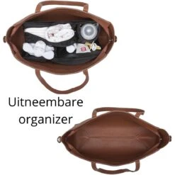 Snoozzz Luiertas Luxe Verzorgingstas – Inclusief Uitneembare Tas Organizer Met Thermovak, Stroller Hooks En Verschoningsmatje - Cognac -Lionelo Winkel 1200x1200 699