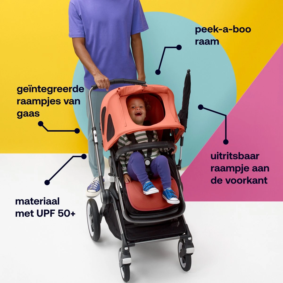 Bugaboo Fox3/Cameleon3 Breezy Zonnekap - Pine Green 3 Bugaboo Fox3/Cameleon3 Breezy Zonnekap - Pine Green - Afbeelding 3