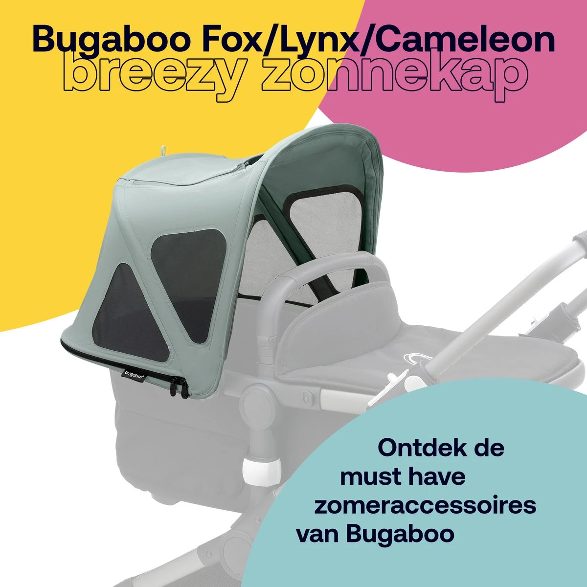 Bugaboo Fox3/Cameleon3 Breezy Zonnekap - Pine Green 6 Bugaboo Fox3/Cameleon3 Breezy Zonnekap - Pine Green - Afbeelding 6