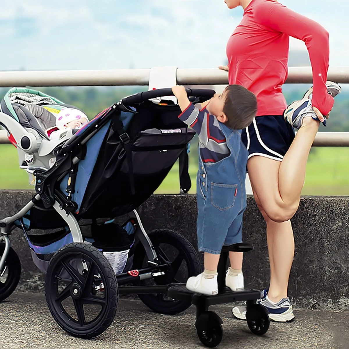 MESC Meerijdplankje Universeel Voor Buggy En Kinderwagen - Meerijdplankje Met Zitje 2 MESC Meerijdplankje Universeel Voor Buggy En Kinderwagen - Meerijdplankje Met Zitje - Afbeelding 2