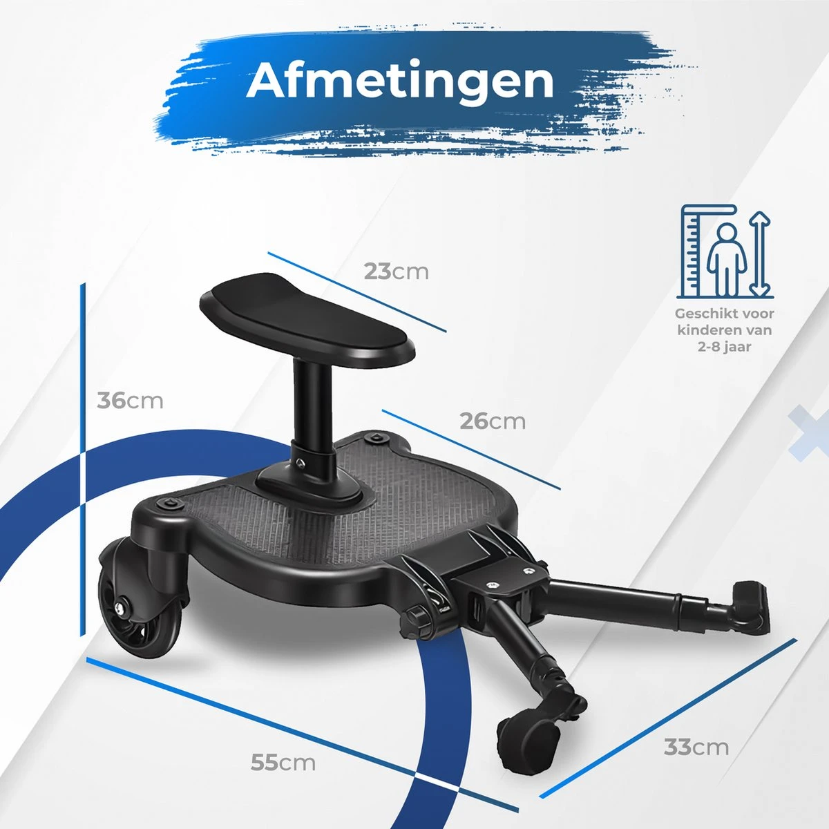 MESC Meerijdplankje Universeel Voor Buggy En Kinderwagen - Meerijdplankje Met Zitje 6 MESC Meerijdplankje Universeel Voor Buggy En Kinderwagen - Meerijdplankje Met Zitje - Afbeelding 6